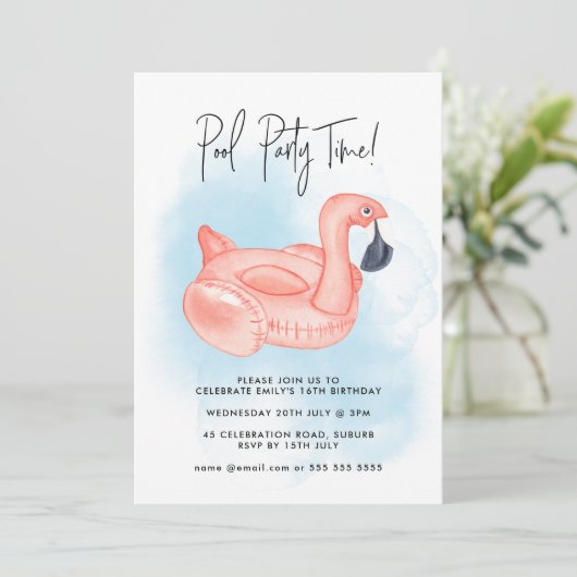 Summer Pool Party Flamingo Elke Verjaardag Kaart (Staand voorkant)