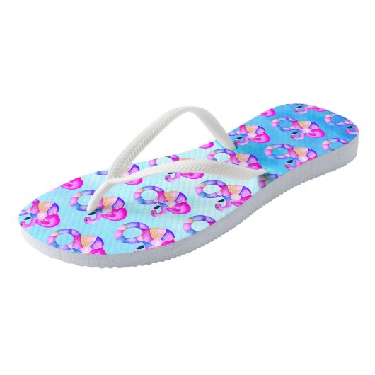 Summer Pool Party Flamingo Teenslippers (Schuin)