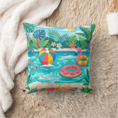 Summer Pool Party Illustration Throw Pillow Kussen (Deken)