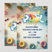  Summer Pool Party Invitation Kaart (Voorkant / Achterkant)