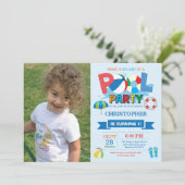Summer Pool Party Invitation Splish Splash Boy Kaart (Staand voorkant)