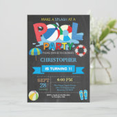 Summer Pool Party Invitation Splish Splash Boy Kaart (Staand voorkant)