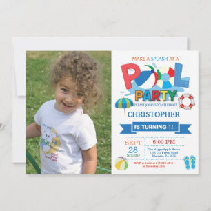 Summer Pool Party Invitation Splish Splash Boy Kaart