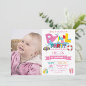 Summer Pool Party Invitation Splish Splash Girl Kaart (Staand voorkant)