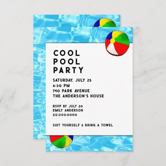 Summer Pool Party Kaart (Voorkant / Achterkant)