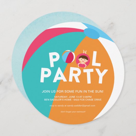 Summer Pool Party Kaart (Voorkant / Achterkant)