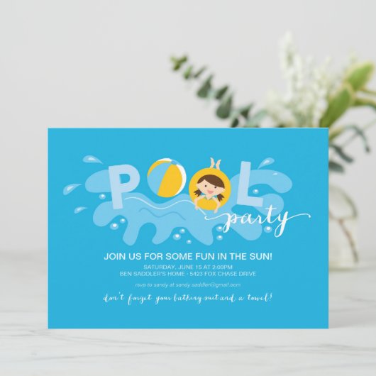 Summer Pool Party Kaart (Staand voorkant)