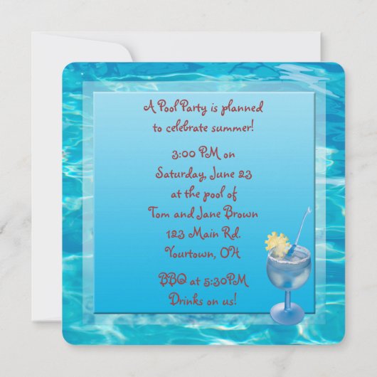 Summer Pool Party Kaart (Achterkant)
