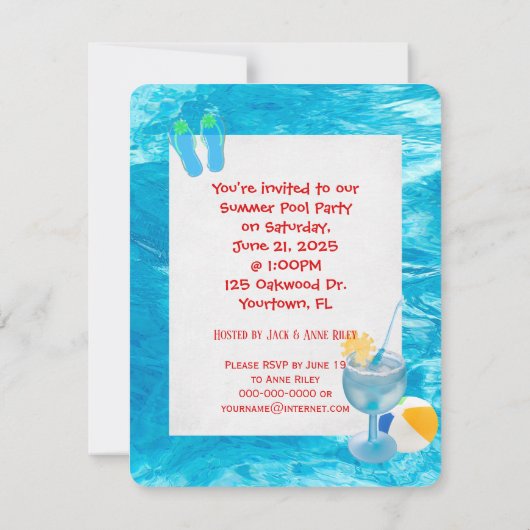 Summer Pool Party Kaart (Achterkant)