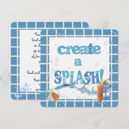 Summer Pool Party Kaart (Voorkant / Achterkant)