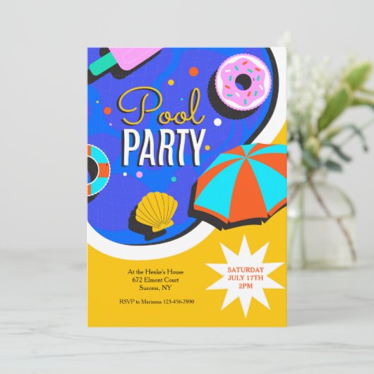 Summer Pool Party Kaart (Staand voorkant)