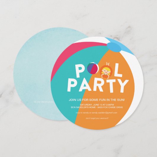 Summer Pool Party Kaart (Voorkant / Achterkant)