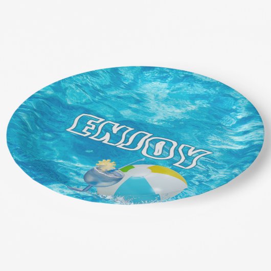 Summer Pool Party Papieren Bordje (Gekanteld)