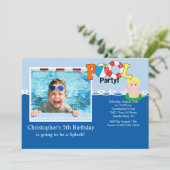 Summer POOL Party PHOTO Birthday Uitnodiging (Staand voorkant)