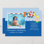 Summer POOL Party PHOTO Birthday Uitnodiging (Voorkant / Achterkant)