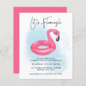 Summer Pool Party Pink Flamingo Teen Birthday Invi (Voorkant / Achterkant)