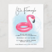 Summer Pool Party Pink Flamingo Teen Birthday Invi (Voorkant)