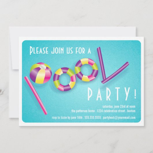 Summer Pool Party Pool Float Invitation Kaart (Voorkant)