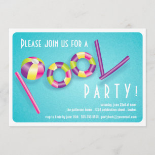 Summer Pool Party Pool Float Invitation Kaart