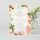 Summer Pool Party Quinceañera Kaart (Staand voorkant)