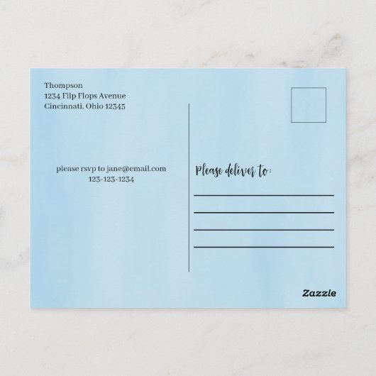 Summer Pool Party Schattigee Aangepaste Briefkaart (Achterkant)