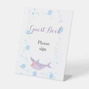 Summer Pool Party Shark Float Gastenboek Reclamebord Met Voetstuk