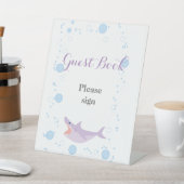 Summer Pool Party Shark Float Gastenboek Reclamebord Met Voetstuk (Insitu)