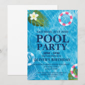summer Pool Party,Swimming Birthday Invitation Kaart (Voorkant / Achterkant)