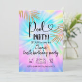 Summer Pool Party Tie Dye Birthday Kaart (Staand voorkant)