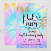 Summer Pool Party Tie Dye Birthday Kaart (Voorkant / Achterkant)