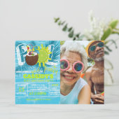 Summer Pool Party Verjaardag kokosnoot FOTO Kaart (Staand voorkant)