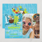 Summer Pool Party Verjaardag kokosnoot FOTO Kaart (Voorkant / Achterkant)