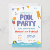 Summer Pool Party Verjaardag Uitnodigen Kaart (Voorkant)