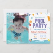 Summer Pool Party Verjaardag Uitnodigen met afbeel Kaart (Voorkant)