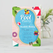 Summer Pool Party Verjaardag voor kinderen Kaart (Staand voorkant)