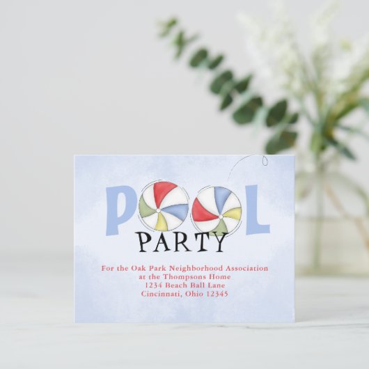 Summer Pool Party Waterverf Custom Briefkaart (Staand voorkant)