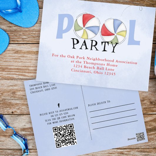 Summer Pool Party Waterverf Custom Briefkaart