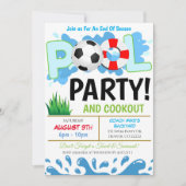 Summer Pool Soccer Party Uitnodiging (Voorkant)