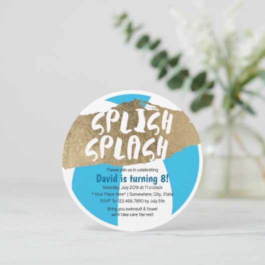 Summer Pool Splish Splash Birthday Party Kaart (Staand voorkant)