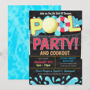 Summer Pool Volleyball Party Invitation Kaart