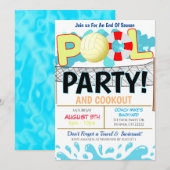 Summer Pool Volleyball Party Invitation Kaart (Voorkant / Achterkant)