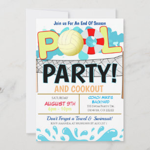 Summer Pool Volleyball Party Invitation Kaart