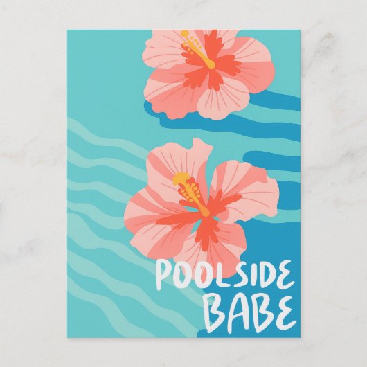 Summer Poolside Hibiscus Flower Vacation Briefkaart (Voorkant)