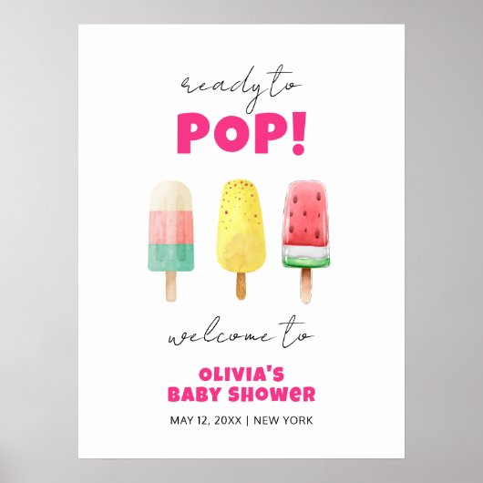 Summer Popcicle Ice Cream Baby shower Welkom Poster (Voorkant)