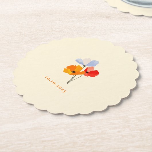 Summer Poppy Special Event Datum Kartonnen Onderzetters (Gekanteld)
