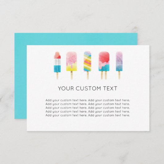 Summer popsiche-verjaarfeest informatiekaartje (Voorkant / Achterkant)