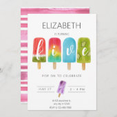 Summer popsiche-verjaarfeest kaart (Voorkant / Achterkant)