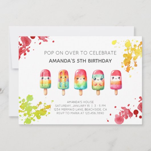 Summer popsiche-verjaarfeest kaart (Voorkant)