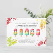 Summer popsiche-verjaarfeest kaart (Staand voorkant)