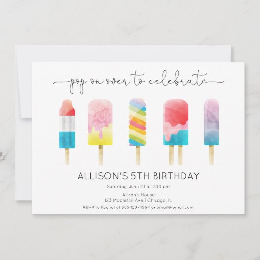Summer popsiche-verjaarfeest kaart (Voorkant)